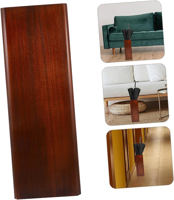 Cabilock Solid Wood Umbrella Stand Organizer for Compact Entryway Storage Design for Indoor and Outdoor Use Dark Walnut Finish