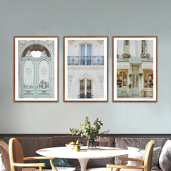 KAlRNE Vintage Italian Large Wall Art,Set of 3(24’’X36’’),Modern Paris Cityscape Wall Decor,European Street Picture, Europe Framed Canvas Prints For Living Room Bedroom Office Decor