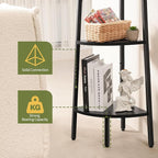 Yoobure Corner Shelf Stand, 5-Tier Bookshelf with LED Lights & Steel Frame, Tall Storage Shelves for Living Room, Bedroom, Office, Multi-Purpose Display Bookcase