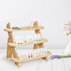 Wooden Display Riser,3 Tier Earring & Ring Holder Stands,Farmhouse Cupcake Stands ,Table Display Stand For Vendors,Organizer Showcase for Tabletop Shows and Home Using ,Wood Rustic Risers