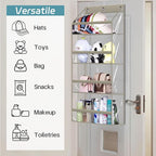 AOODA Clear Over the Door Hat Racks for Baseball Caps, Hold 48 Caps Hat Storage Organizer for Closet Wall, Deep Pockets Hanging Snapback Holder Shelves with 3 Hooks, Grey