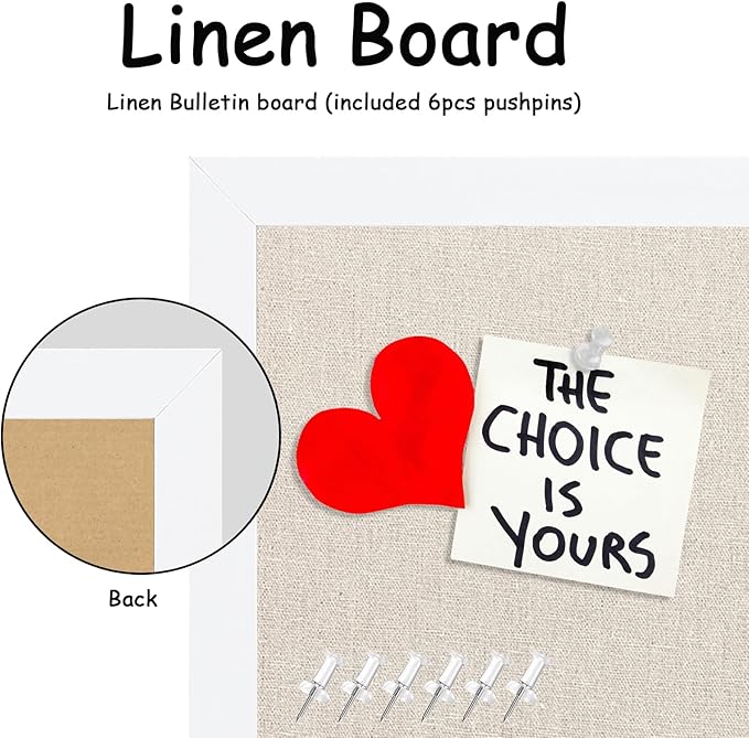 Linen Bulletin Board, 11.8"x35.4" Large Pin Board,Cork Board for Walls, Fabric Bulletin Board for Office Home Kitchen Decorative,Vision Board