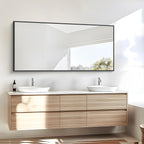 BONEWEI Bathroom Mirror,24x48 inch Wall Mirror for Bathroom Wall Mounted Black Rectangle Square Corner Mirrors, Black Bathroom Mirror for Living Room, Farmhouse, Bedroom Entryway, Horizontal/Vertical
