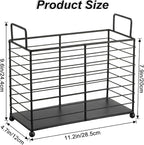 Metal Magazine Holder Rack, Black Iron Wire Storage Basket with Handles for Books, Newspapers, Tablets, Files, Mail Organizer for Home Office Living Room Bedroom