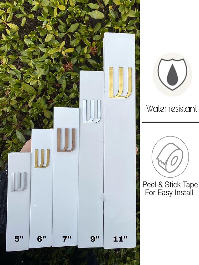 A&S Mezuzot Modern Concrete Mezuzah Case with Scroll, Easy Peel and Stick Mezuza (White+ Gold Shin, 11 Inches)