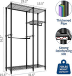 Heavy Duty Clothes Rack,Load 705LBS Garment Rack Portable Closet,Free Standing Closet Organizers and storage with Adjustable Shelves, Hanging Rods, Dividable Black 76.5"H x 41.6"L x 15.5"W