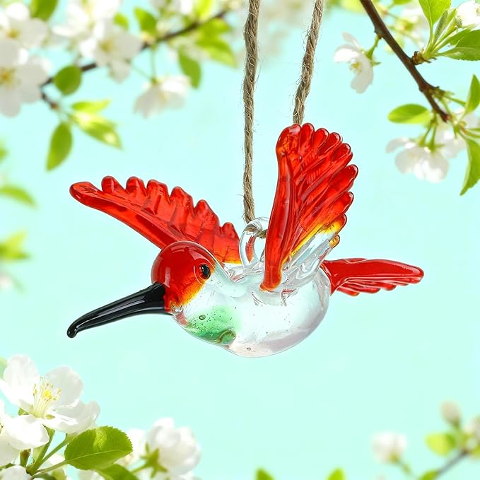 Handmade Hummingbird Ornament Hanging Glass Humming Bird Ornaments for Home Party Christmas Tree Decorations