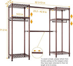 Ulif E7 Garment Rack, Heavy Duty Clothes Storage System with Extendable Hangers Rods, Metal Clothing Rack with 6 Wire Shelves, (52.3"-72") W x 14.5" D x 71.2" H, Load 838lbs, Bronze