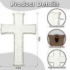 Bltgh White Wooden Cross Wall Decor, Religious Cross Gifts With Hook on Hanging Wall Or Table, Confirmation Cross Gift, Baptism Gifts, Rustic Home Church Room Crosses Décor, 10x6.5 IN