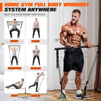 Pilates Bar Kit with Resistance Bands, Heavy Duty Pilates Equipment for Men, Training Bands with Handles for Legs, Hip, Back, Arm, Abs, Chest, Shoulders, Portable Home Gym Workout Equipment