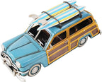 HomeRoots 6" Blue and Yellow Metal Hand Painted Decorative Car