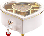 yarlung Ballerina Music Box for Valentine's Day Gift, White Heart Rotating Dancing Girl Gift Box for Jewelry, Trinket, Mother's Day Birthday