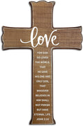 dsjaidh Cross Wall Decor - Wood Color Scripture Wooden Cross For Wall - Rustic Wooden Hanging Signs Christian Easter Decor for Home Office Church Baptism - Christian Gifts for Men Women (Love)- A03