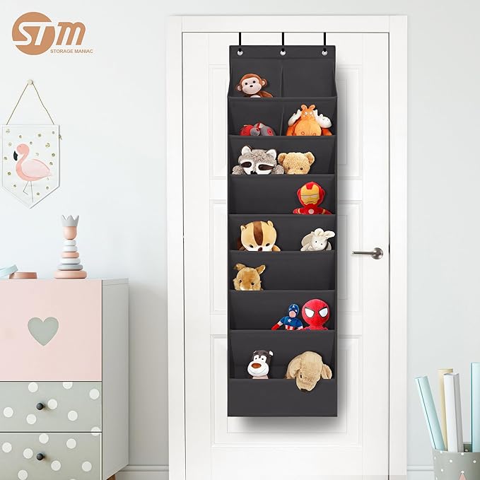 STORAGE MANIAC Over the Door Shoe Organizer Heavy-Duty Large Deep Pocket Hanging Shoe Organizer Shoe Rack Door Closet Shoe Organizer for Wall, Dorm & Narrow Door Storage Shoe Holder Black, 2 Pack