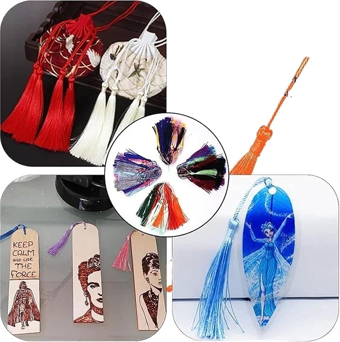 Tassels for Decoration 13cm/5 Inch Silky Floss Bookmark Tassels Hanging Rope for Jewelry Making DIY Craft Accessory(Light Lake Blue)