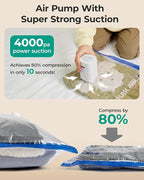 BAGSMART Vacuum Storage Bags for Travel with Rechargeable Air Pump, Portable Space Saver Bags for Travel & Home, Vacuum Compression Seal Bag for Clothing, Blanket, 18 Pack-Pink