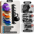 Hat Organizer for Baseball Caps, 2 Pack Hat Rack for Wall Closet Door Hold up to 16 Hats,Hat Holder with Adhesive and 8 Screws, Hat Hanger Cap Holder Hat Hangers for Wall Closet Door Bedroom(A-Black)