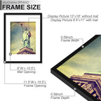 100% Solid Wood 12x16 Picture Frame Set of 3, Black Frame Display Photo 8.5x11 with Mat or 12 x 16 without Mat, 12by16 HQ Matte Black Frame for Wall - 3 Pack/Black/12 x16