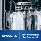 SPECILITE Wire Metal Clothes Hangers Bulk 50 Pack for Standard Size Suits, Coats, Shirts, Pants, Skirts, Space Saving, Non Slip,16 Inch 12 Gauge Ultra Thin, White