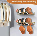 KEETDY Metal Hat Organizer for Baseball Caps Wall Hat Rack Fit 48 Caps Holder, 2 Packs Sturdy Wall Mounted Hat Storage Organizer, Gold