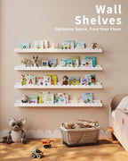 Shario Nursery Book Shelves, 4-Pack White Floating Shelves for Wall Kids, Scalloped Shelves, Wall Book Shelves for Bedroom Kids, Toddler Room, Baby Room, Nursery Decor (White, 36 Inches)