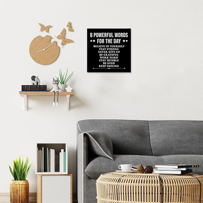 Inspirational Wall Decor, Motivational Canvas Painting Wall Art for Men Teen Boy, Black and White Positive Quotes Posters for Bedroom Living Room Classroom Gym Office (8 X 8 Inches, Framed)