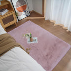 Ghouse Ultra Soft Faux Rabbit Fur Rug 3x5, Machine Washable Area Rugs for Bedroom Fluffy Rugs for Living Room, No-Shedding Carpet Sheepskin Rug Pink