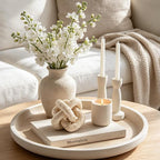 DN DECONATION 3 Link Knot Decor, Beige Travertine Coffee Table Decoration, Boho Resin Chain Link Decor, Modern Shelf Entryway Objects for Home Living Room Farmhouse Bedroom Inspired Aesthetic Art
