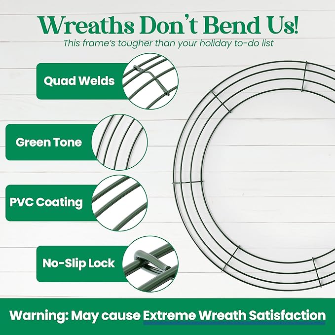 10-Pack 8 Inch Wire Wreath Frame – Round Metal Wreath Form with Ring Design for DIY Crafts, Floral Projects, and Home Decor – Dark Green Wire Frame for Christmas Holiday & Weddings