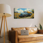 Sunflower Pictures Wall Decor Farmhouse Barn Truck Wall Art Sunflower Field Canvas Prints for Bedroom Bathroom Vintage Yellow Flowers Landscape Painting Artwork for Living Room Home Decorations 20x40"