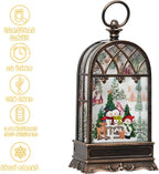 Snow Globe Christmas with Snowman Elk, Lighted Christmas Snow Globes with Timer, Swirling Musical Glittering Snow Globes Lantern for Christmas Decoration(Snowman Elk Squirrel)
