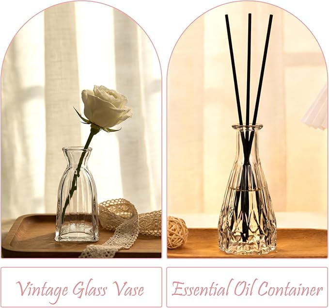 Glass Bud Vases in Bulk, 3pcs Small Glass Vase for Elegant Centerpieces,Mini Vases for Flowers,Small vases for Home Wedding Living Room Wedding Party
