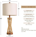 OYEARS 27" Table Lamps Set of 2 with Rattan & Dual Lights, Boho Lamps for Nightstands, Bedside Lamps for Bedroom, Nightstand Lamp for Living Room, Farmhouse Table Lamp for Office & Study
