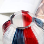 4th of July Decorations Christmas Glass Vase for Flowers Red White and Blue Modern Vase Bouquet 8.0" Patriotic Deco Fourth of July Decorations for Home Centerpieces,Holiday Party,Office