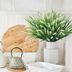 Ivydale Artificial Plants Fake Flowers Monkey Grass for Outdoors,UV Resistant Realistic 20PCS White Faux Greenery Shrubs Outside Decor for Home Garland Porch Patio Balcony Planter Yard Office Pathway