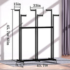 Clothing Racks - Heavy Duty Garment Racks Metal for Retail Display Hanging Clothes, Rolling Black Commercial Clothing Display Rack Stand with Wheels (6 Arm,Black)