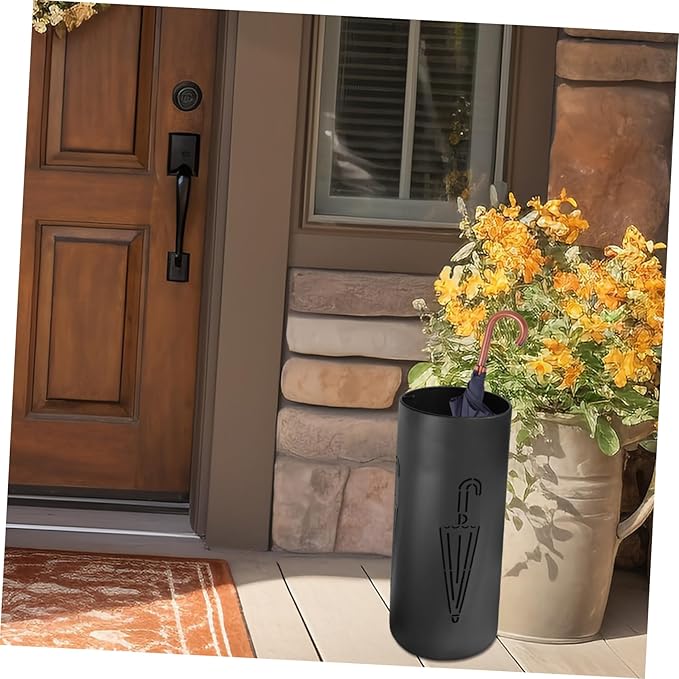 PRETYZOOM Iron Round Umbrella Stand Lightweight Iron Umbrella Rack with Hollow Design for Efficient Drying Stylish Entryway Organizer for Home and Commercial Use