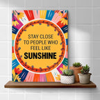 Inspirational Sunshine Wall Art Decor, Motivational Canvas Painting Pictures Artwork Posters Hippie Decor for Teens Room Bedroom, Natural Life Gifts for Women (8 X 10 Inches, Framed)