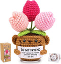 Positive Crochet Gifts for Women/Men, Tulip Flowers Emotional Support Thank You Gifts for Wife Husband, Friends Teachers with Thanks Card for Anniversary, Christmas, Birthday -to My Friend