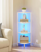 TUTOTAK Corner Shelf, 4-Tier Corner Bookshelf for Small Space, Narrow Display Corner Shelf Stand with Storage Rack, for Living Room, Bedroom, White BS08BW004L