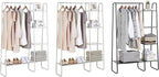 SunnyPoint Open Closet Garment Rack with 4-Tier Shelves & Bottom Storage Shelf, Freestanding Open Wardrobe Clothes Rack Organizer with Hanging Rod for Bedroom Closet, Clothing Rack with Shelves