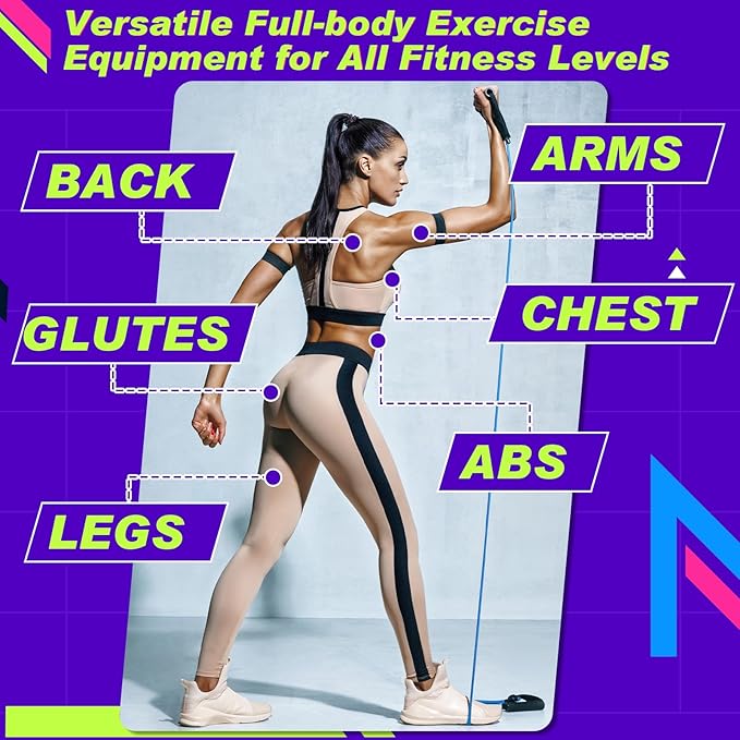 Leyndo 5 Pcs Exercise Resistance Bands with Handles Physical Resistance Tube Workout Bands with Door Anchor for Men Women Muscle Toning Strength Training