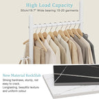 Nianerfaya Coat Rack with 2 Hooks, Standing Garment Storage for Indoor - Coat Tree for Hanging Clothes for Bedroom - 19.7" Wide Heavy Duty Clothe Rack Metal Clothing Hanger Rack (White)