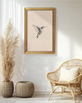 VIYYIEA Vintage Gold Framed Wall Art for Living Room, Birds Canvas Prints Home Decor, Sketch Painting Picture, Bedroom Wall Decor Gifts for Friends or Family -【Hummingbird】-(36L x 24W)