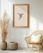 VIYYIEA Vintage Gold Framed Wall Art for Living Room, Birds Canvas Prints Home Decor, Sketch Painting Picture, Bedroom Wall Decor Gifts for Friends or Family -【Hummingbird】-(36L x 24W)