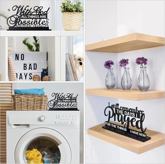Jetec I Still Remember The Days I Prayed Sign Inspirational Table Blessed Signs Motivational Decor Farmhouse Table Home Centerpieces Faith Wooden Shelf for Living Room Office(Stylish Style)