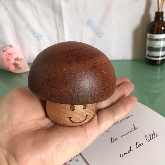 BinkeGG Play (Twinkle Twinkle Little Star) Walnut Mushroom Shaped Clockwork Music Box with Sankyo Musical Movement (65 Tunes Option)