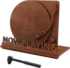 Now Playing Vinyl Record Stand, Tabletop Wooden Vinyl Record Storage Holder, Now Spinning Album Display Rack for LP Enthusiast, Vintage Rustic Organizer for Records & Magazines(COLOR:wood)