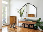 Large Arched Mirror Wall Decor, 32"x48" Wide Black Decorative Wall Mirror with Metal Frame for Entryway, Bathroom, Living Room, Bedroom (Horizontal)