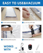 Vacuum Storage Bags for moving, Vacuum Seal Bags for Memory Foam, Latex, Clothing & Bedding, Space Saver Bags(1 Queen/Full/Full-XL)